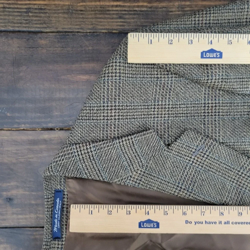 Brandini Le Collezioni Mens Sport Coat Two Button Brown Plaid Silk Wool Size 44L